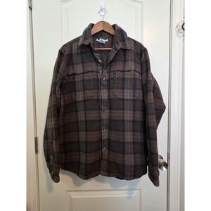 Columbia Brown Plaid Button Up Flannel Mens Shirt Size M